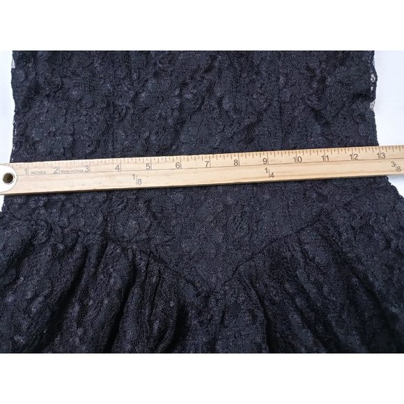 Vintage Positively Ellyn Black Lace Cocktail Prom Dress 80'Elastic Waist Sz 8 - Picture 12 of 16